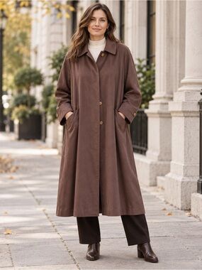 Searle Brown Maxi Trench Coat Size 14 Minimalist A-Line Duster